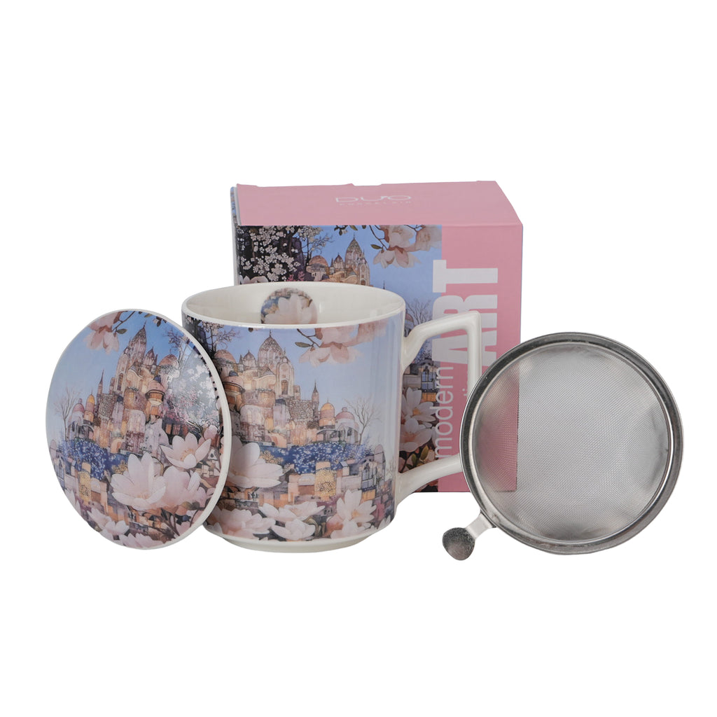 Cana cu infuzor pentru ceai, Orasul Magnoliilor, 450 ml, multicolor