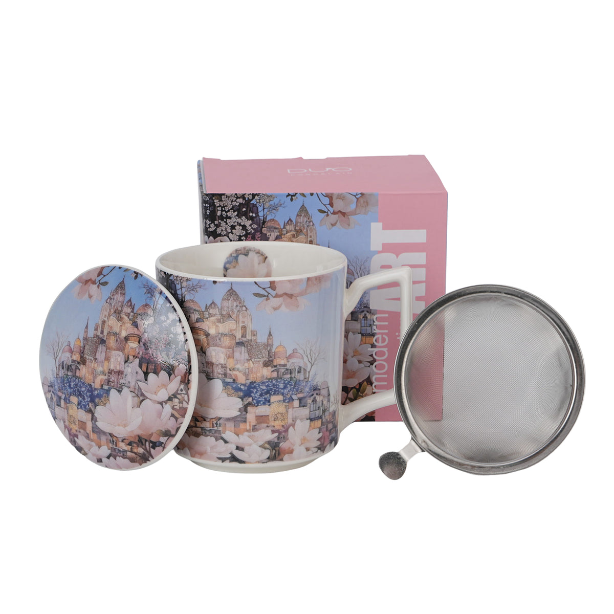 Cana cu infuzor pentru ceai, Orasul Magnoliilor, 450 ml, multicolor