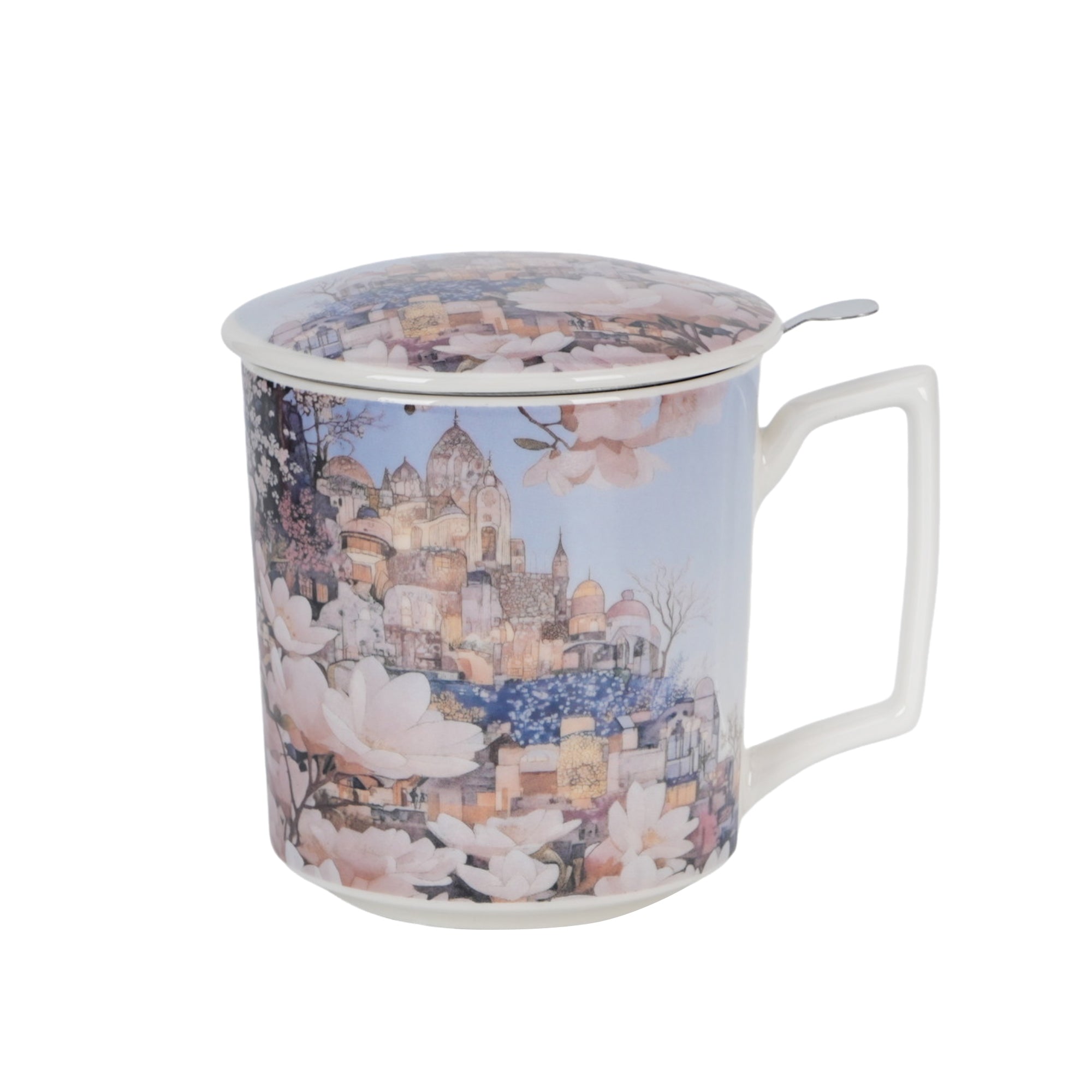 Cana cu infuzor pentru ceai, Orasul Magnoliilor, 450 ml, multicolor