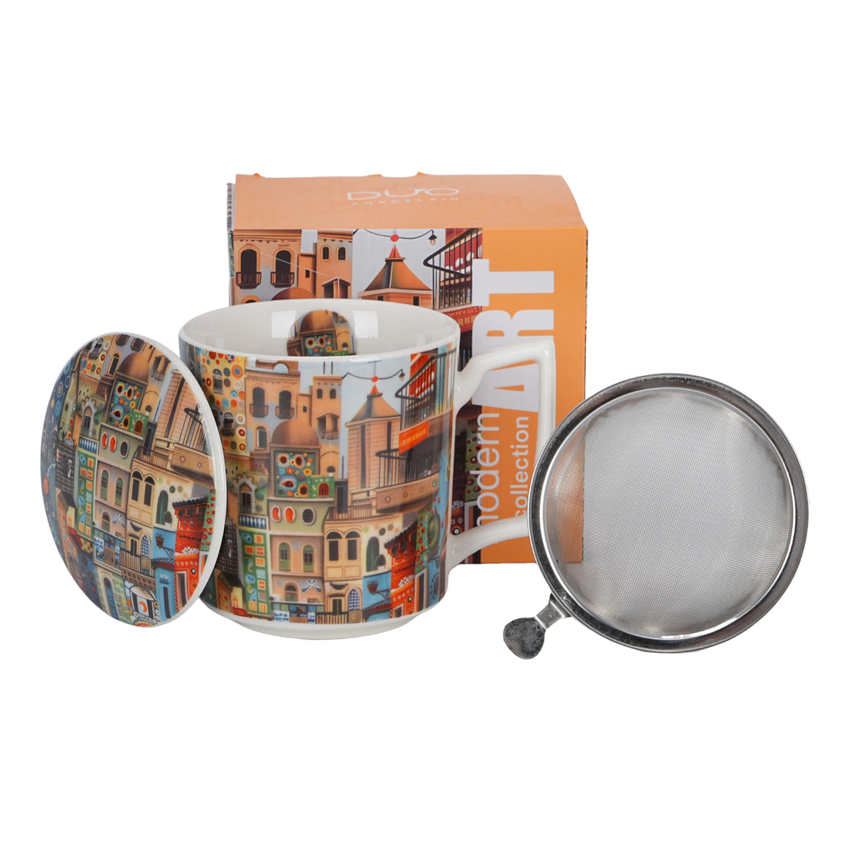Cana cu infuzor pentru ceai, Orasul Dulce, 450 ml, multicolor