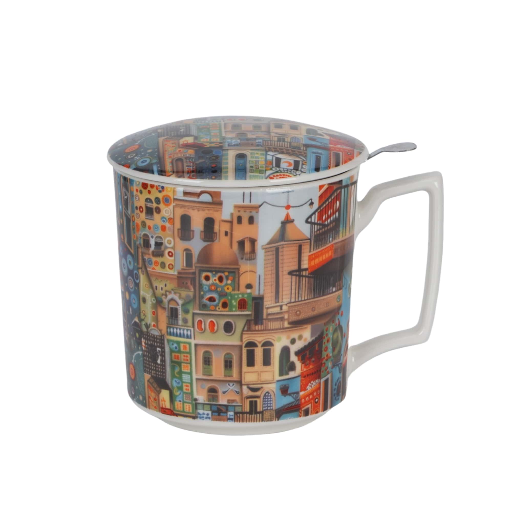 Cana cu infuzor pentru ceai, Orasul Dulce, 450 ml, multicolor