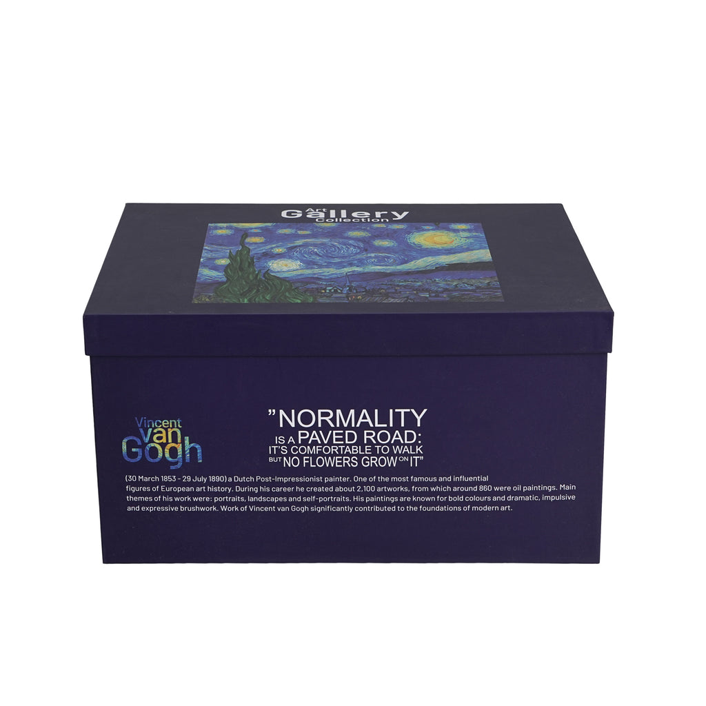Set de ceainicl cu infuzor inoxidabil și 2 cești cu farfurioare NOAPTE ÎNSTELATĂ inspirat de Van Gogh,270/900 ML